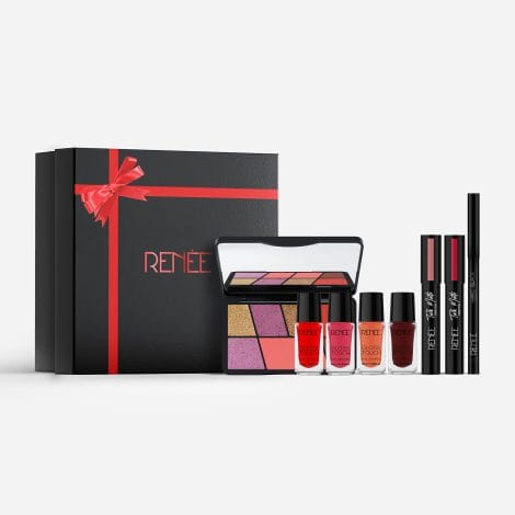 Glamup Makeup Kit Combo by RENEE: Stunning eyeshadows, red & nude lipsticks, kajal. Perfect gift for Indian women, girls. No animal testing.