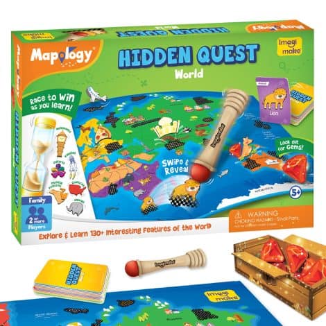 Imagimake Mapology Hidden Quest: An interactive educational world map board game for Indian kids aged 5+. Perfect birthday gift!