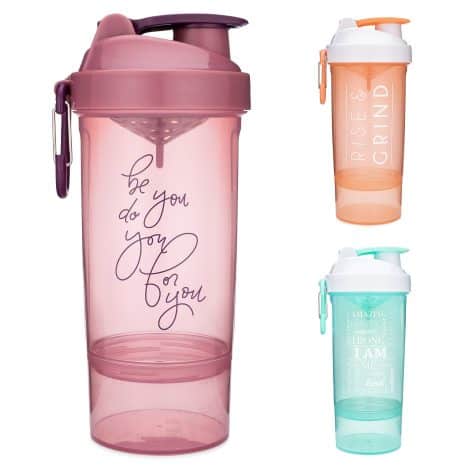 Smartshake Shaker Bottle with Encouraging Words, Original2Go ONE 27oz Protein Shaker, Protein/Supplement Container, Ideal Fitness Gift for Gym.