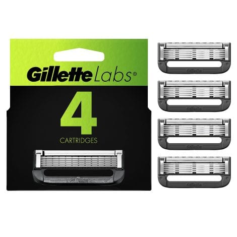 Gillette Men’s Razor Blade Refills that come with an exfoliating bar, perfect for GilletteLabs Razors. Get 4 cartridges!