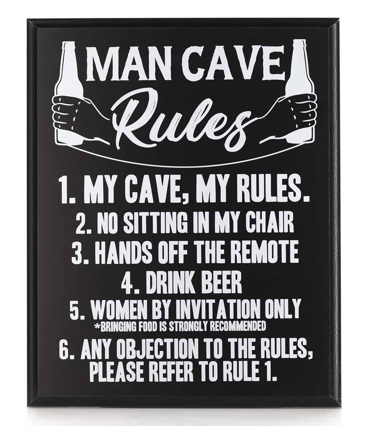 Bella Rosa Home Man Cave Decor - Man Cave Rules Sign - Gifts for Men who Have Everything