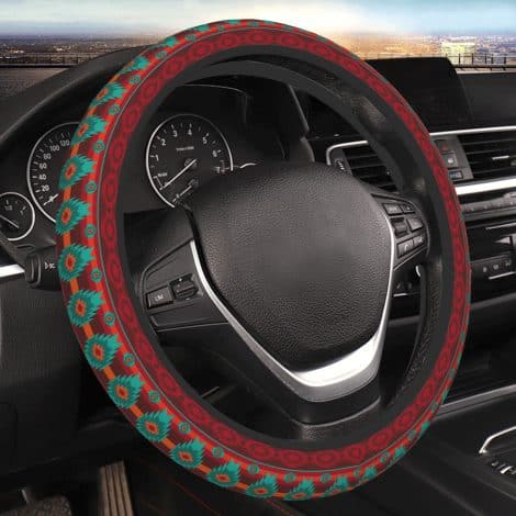 Vibrant Steering Wheel Cover inspired by Indian Southwest, 15 inch, Anti-slip Protector for Car, Truck, SUV.