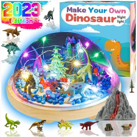 Create your own Dinosaur Night Light with Y YOFUN – Perfect craft kit for kids, ideal gift for boys aged 5-10.