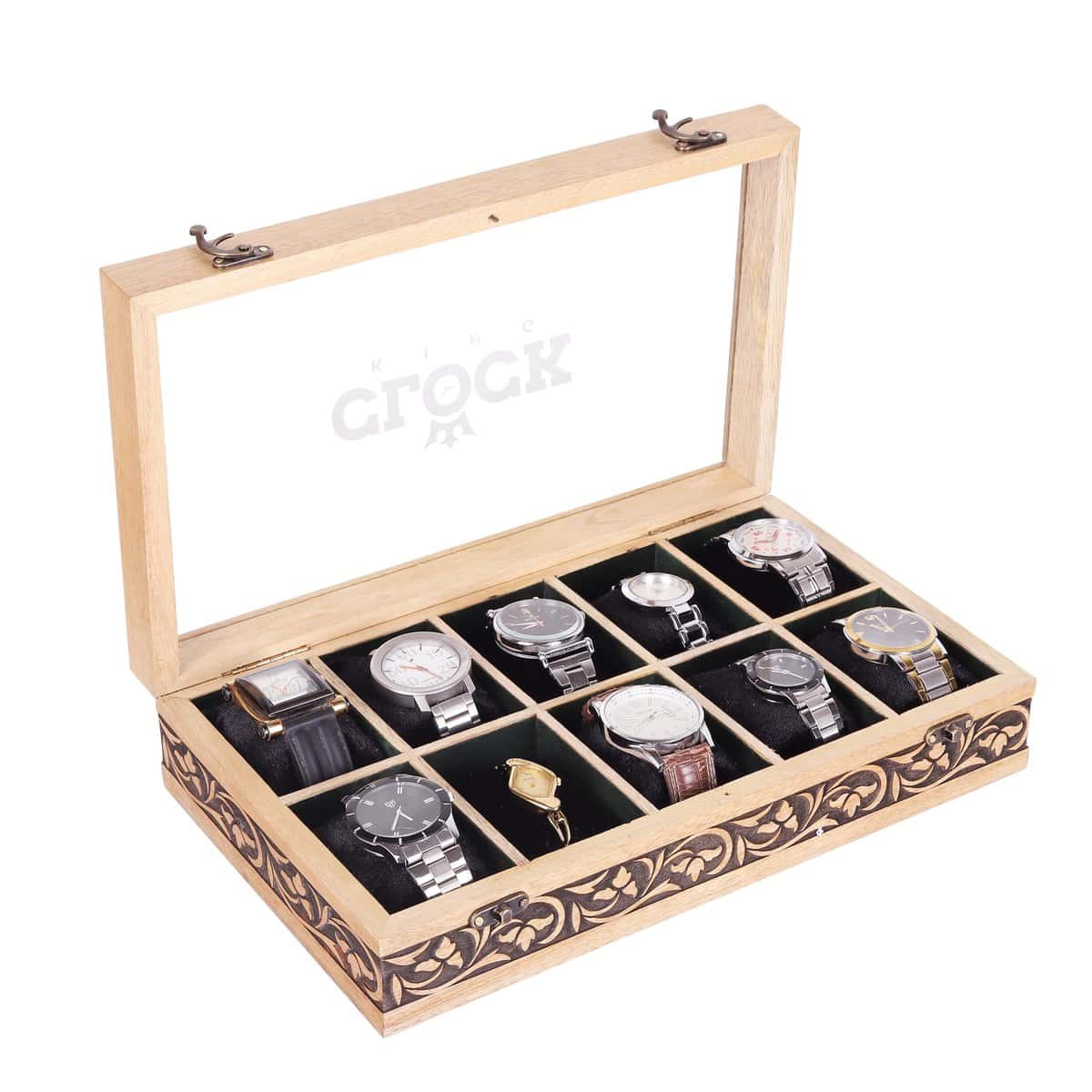 Watch Box For Men and Women, 10 Slot Watch Box Organizer For Men, Watch Holder For Women, Wooden Watch Box, Christmas, Anniversary, Valentine;s Day, Father's Day, (10 slot with premium velvet)