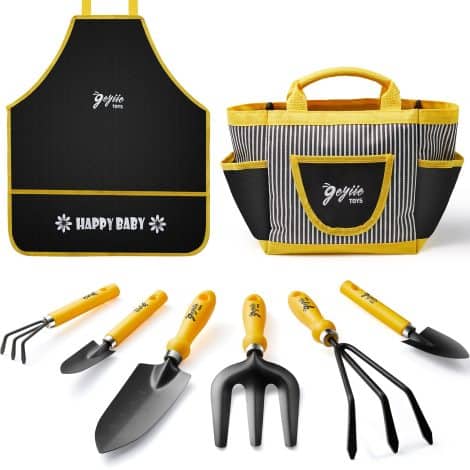 Geyiie Gardening Set: Fun outdoor play gift for Indian kids aged 6+ to learn gardening with 8 tools.