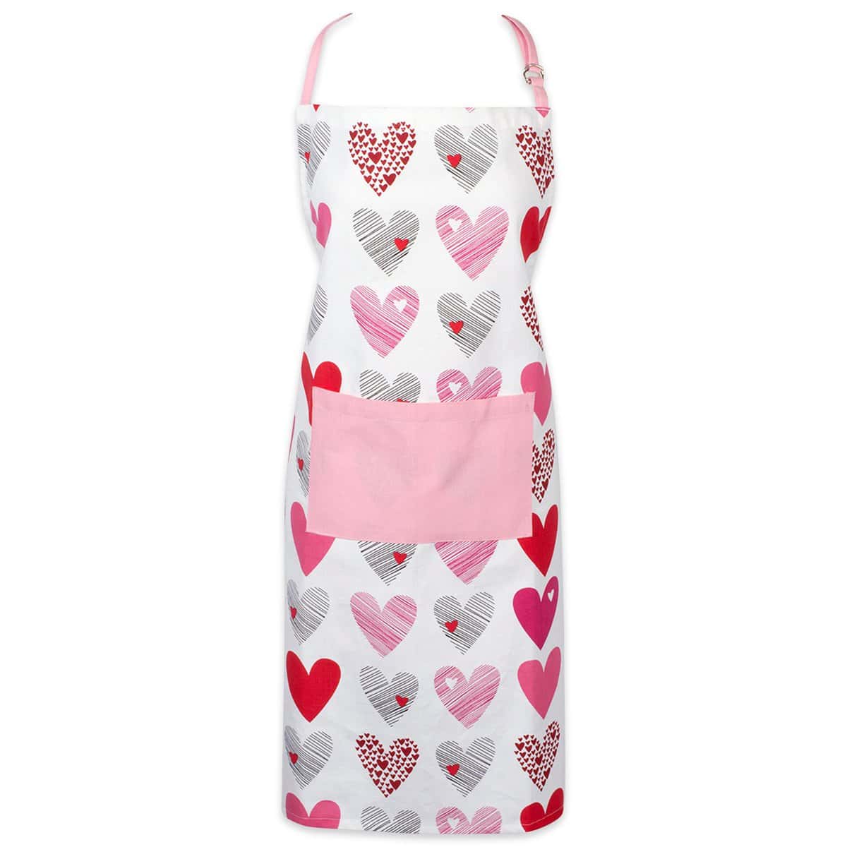 DII Cotton Sweet Heart Women Kitchen Apron with Pocket and Extra Long Tie, Cute Cooking and Baking Apron for Valentine's Day, Mother's Day, Birthday Gifts-Love Collage