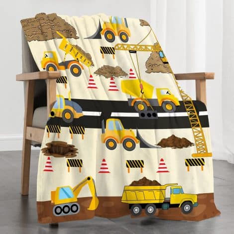 Eikione Trucks Kids Blanket – Warm and soft fleece construction vehicle throw for boys and girls. Perfect birthday gift!