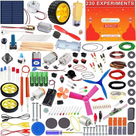 Science and Innovation STEM Activity kit with Booklet and Tutorial for 230 DIY Projects, called Kit4Curious®.