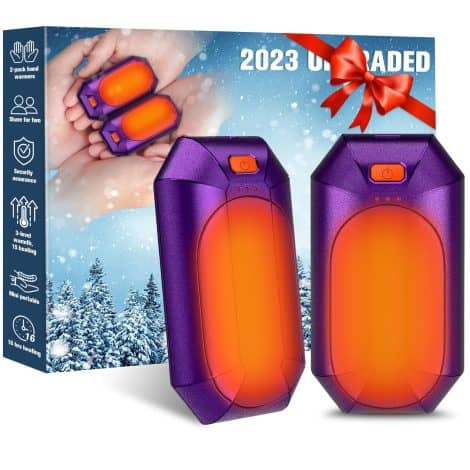 2 Rechargeable Hand Warmers: Stay warm indoors or outdoors, ideal for sports, pain relief, and gifting.