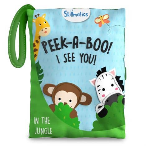 Skillmatics Peek-A-Boo Jungle Book – Interactive Soft Fabric Book for Babies and Toddlers, Perfect Gift for 6+ Months.