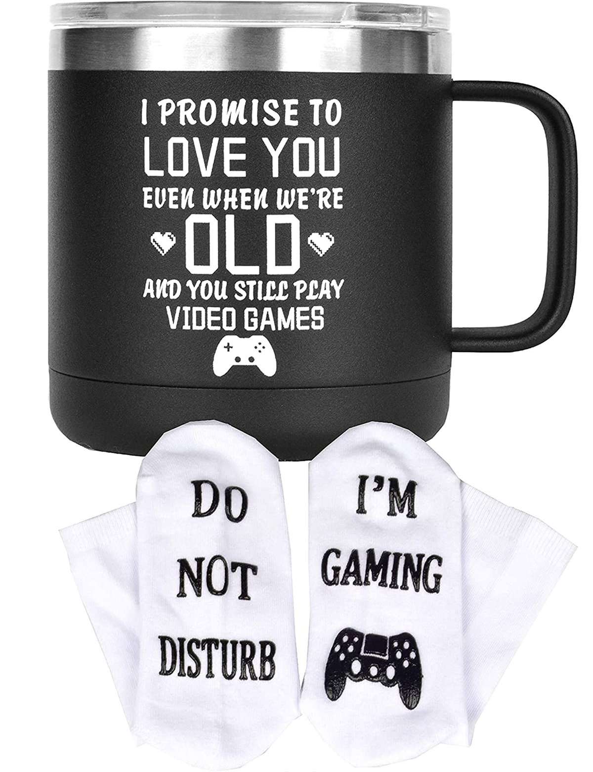 Gamer Gifts, Promise to Love You When You're Old Still Play Video Games, Gamer Mug, Gamer Gifts for Men, Gifts for Gamers, Mugs for Boyfriend, Do Not Disturb Gaming Socks