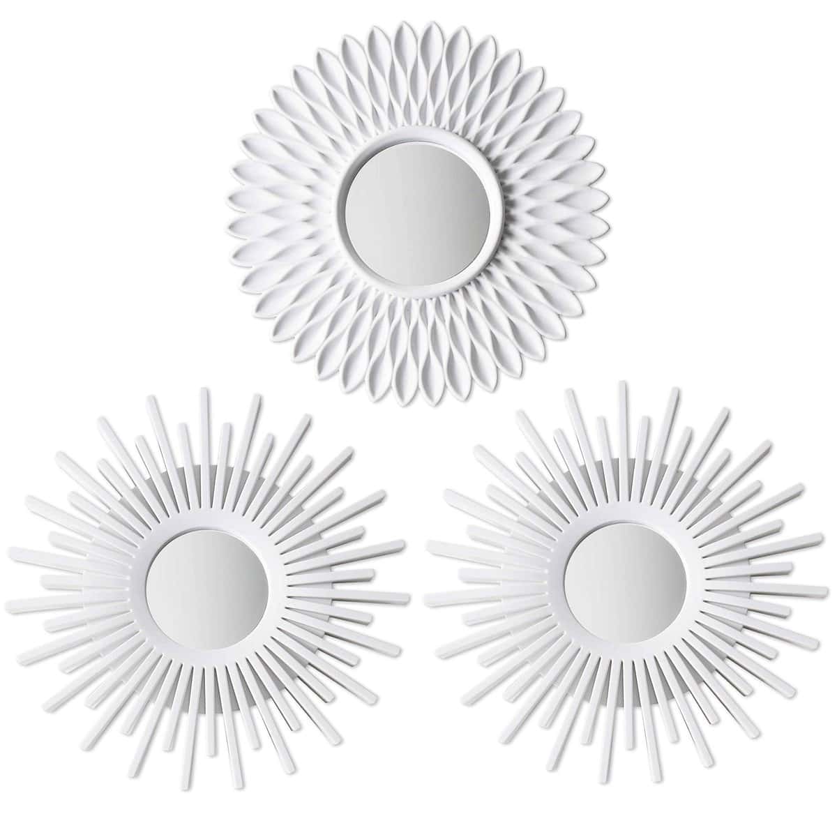 BONNYCO Wall Mirrors Pack of 3 White Mirrors for Home Decor, Bedroom Decor & Room Decor | White Wall Mirror Round Minimalist | Circle Mirror, Vintage & Chic Round Mirror - Gifts for Women, Mums