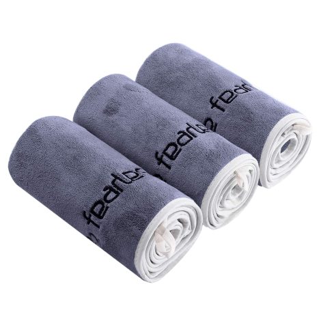 Bobor 3-Pack Gym Towels, 14×29 Inch, for Indian men. Highly absorbent, quick-drying exercise towels in grey.