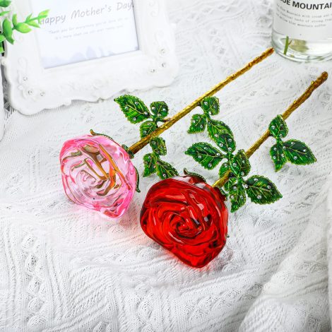 Pack of 2, Romantic Forever Gifts for Her on Wedding Anniversary, Valentine’s Day, Birthday – Crystal Rose Vase.