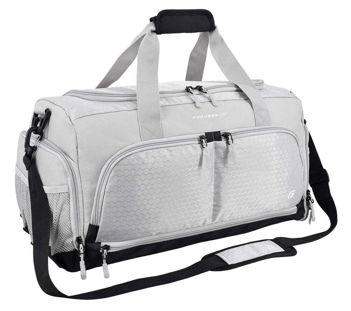 Ultimate Gym Bag 2.0: The Durable Crowdsource Designed Duffel Bag with 10 Optimal Compartments Including Water Resistant Pouch (Silver, Medium (20"))