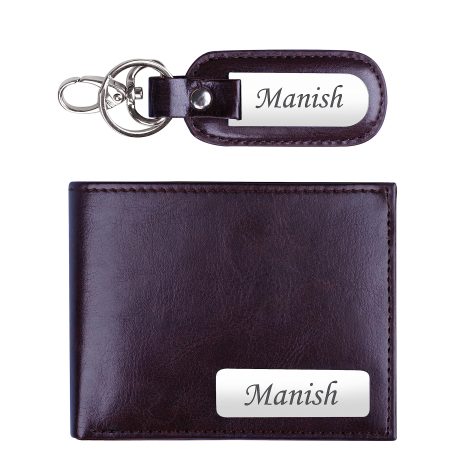 The Wallet Store presents a customized wallet and keychain gift set, made of leather, perfect for gifting.