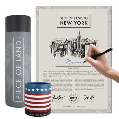 New York’s Unique Land Gift – Eco-friendly and Quirky Presents for Loved Ones – Customized Land Ownership Deed- Unisex