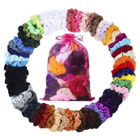 “Velvet Hair Scrunchies, a perfect hair accessory with 60 vibrant colors for Indian girls of all ages!”