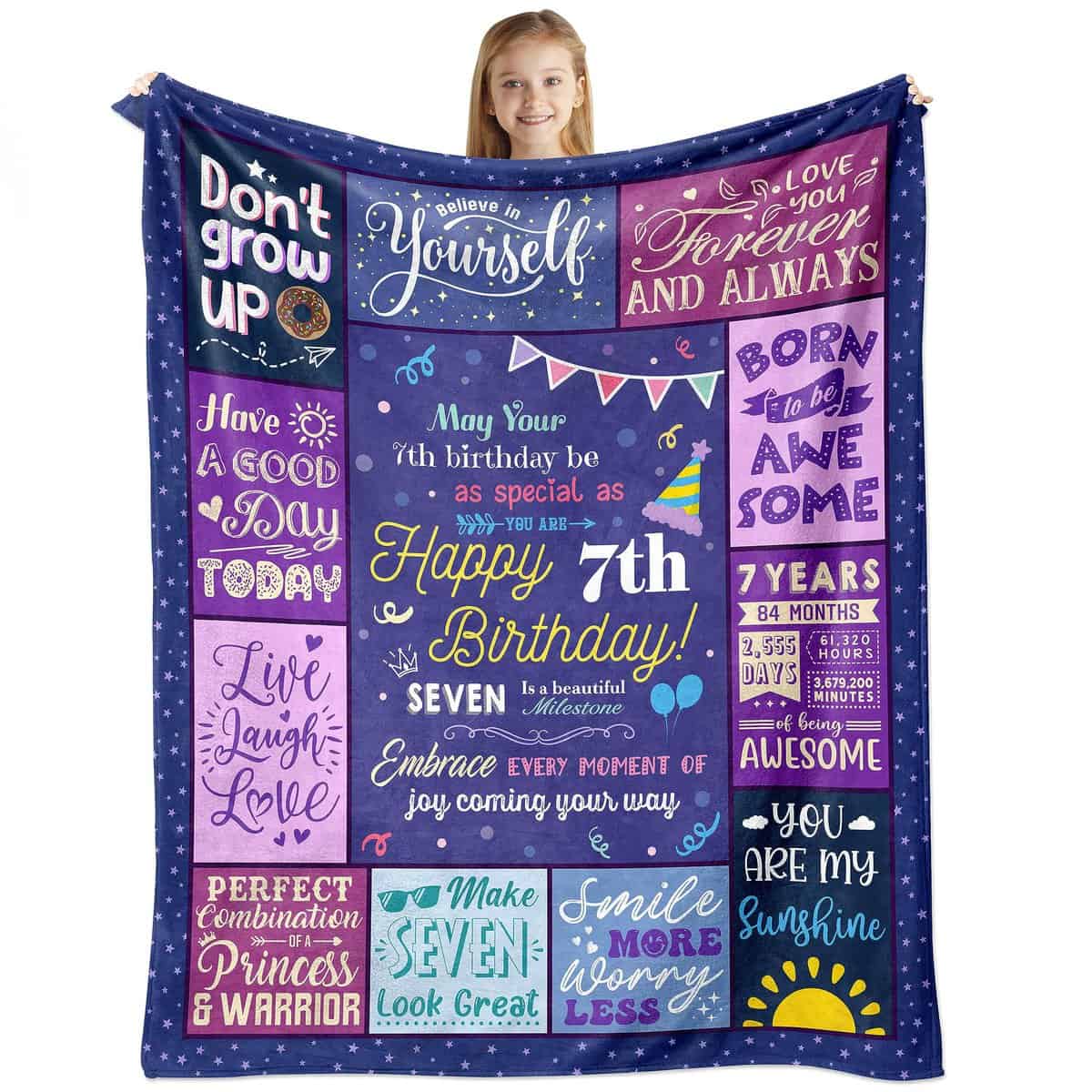 Birthday Gifts for 7 Year Old Girls, Boys 7 Year Old Girl Birthday Gifts Best Presents for 7 Year Old Girls 7 Year Old Gift Ideas 7th Birthday Decorations for Girls Christmas Throw Blanket 60x50 Inch