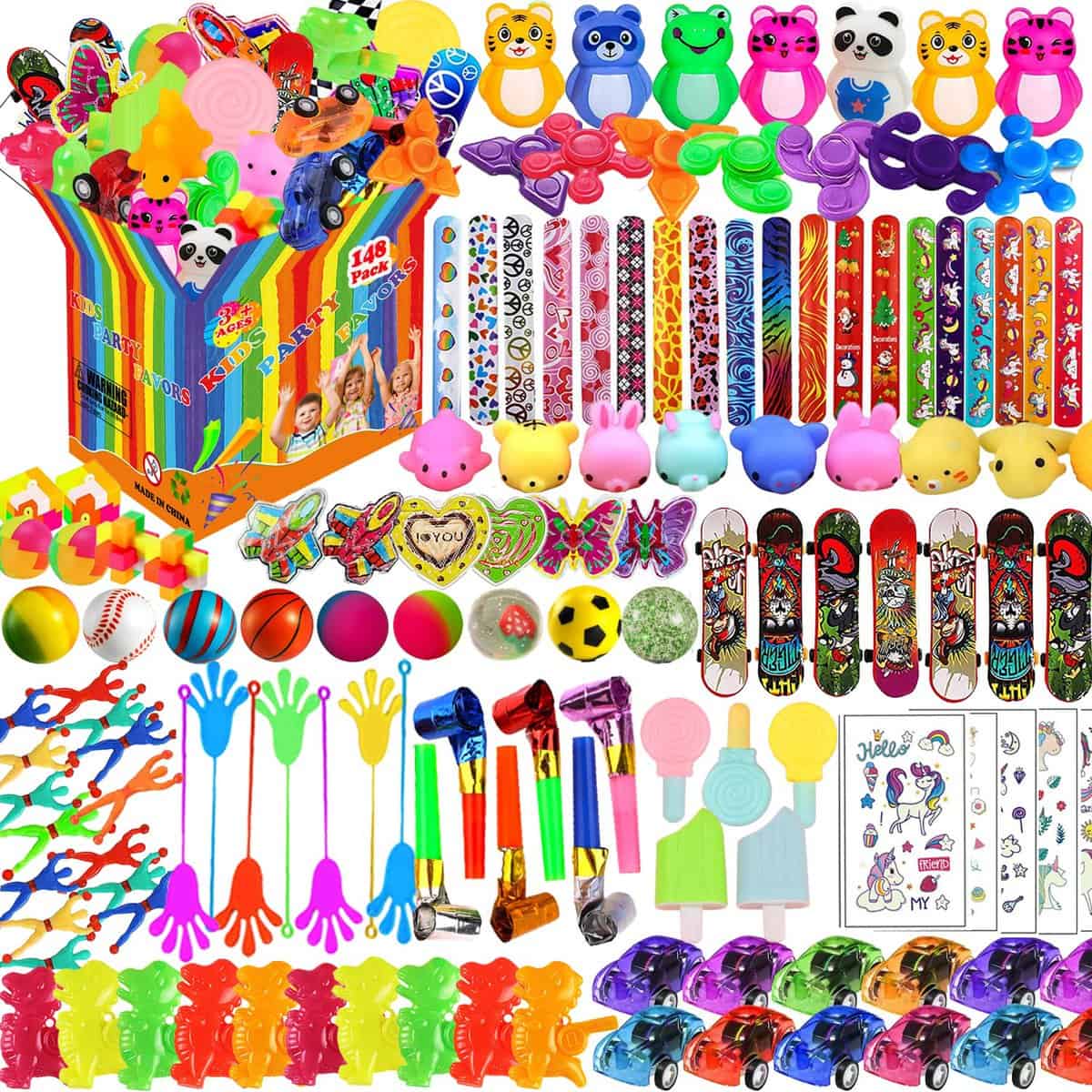 148 Pcs Assortment Toy Party Favors for Kids 4-8-12,Treasure Box Toys for Classroom Prizes Reward,Carnival Prizes,Goodie Bags Stuffers Pinata Fillers,Stocking Stuffers for Boys and Girls