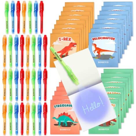 32 Dinos Invisible Ink Pen and Notebook – Perfect for kids’ birthdays, school prizes, and gifting in India!