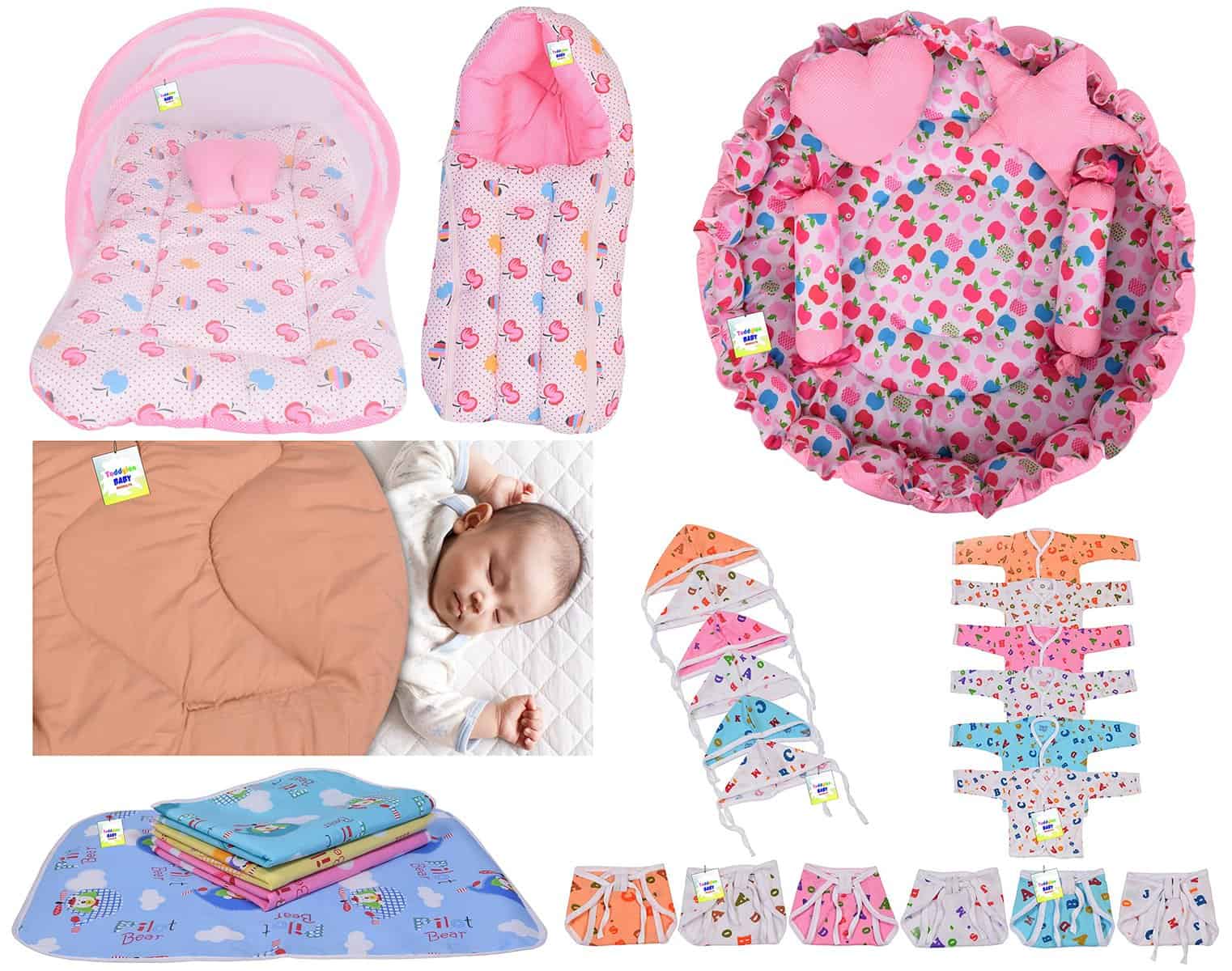 Toddylon New Born Baby Gifts Pack Bedding & Clothing Set (Multicolor, 0-6 Months)
