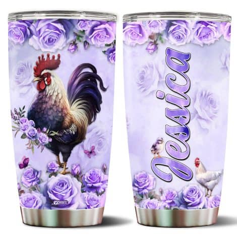 Customizable chicken-themed travel mug for women, perfect for gifting on birthdays, Christmas, Valentine’s Day, and Mother’s Day.