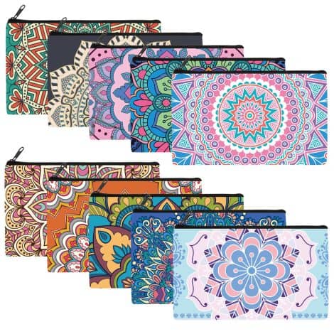 “Presenting the Mandala Cosmetic Bag: Spacious, trendy makeup pouch with zipper; great for travel and gifting.”