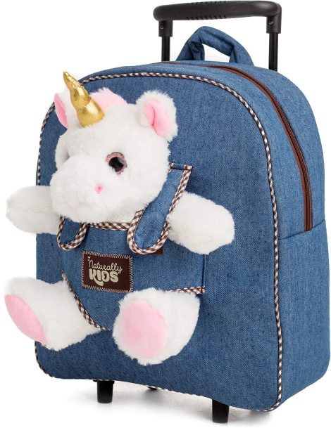 Unicorn-themed backpack and suitcase set with wheels, perfect for girls aged 5 and above – a great birthday gift!