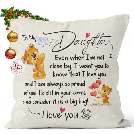 Personalized 18×18 Inch Cushion Covers, Double-sided, with Kies Gift® theme, perfect gift for daughter’s 18th birthday from mom and dad.