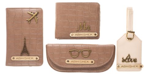 A personalized leather gift set for Indian men – ideal for birthdays, husbands, and boyfriends. (Brown color)