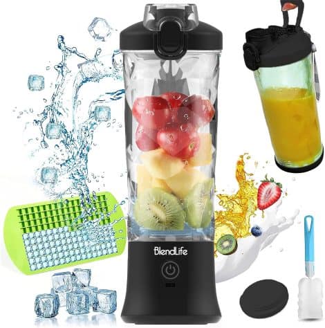 Compact and powerful blender for juices, shakes, and smoothies. Easy to carry with built-in jar and sipper.