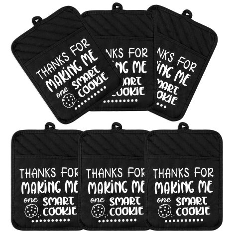 R HORSE 6Pcs Black Cookie Cotton Hot Pot Holders: Perfect Teacher’s Day gift for Indian women who love cooking and baking.